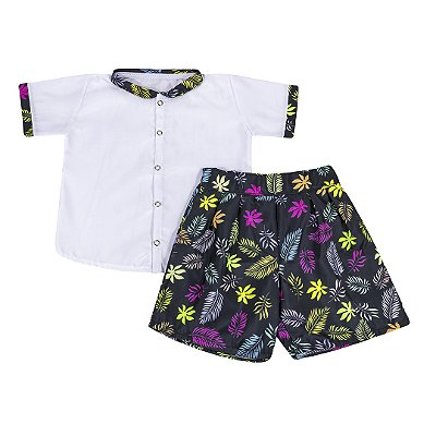 Conjunto Bebê Masculino Camisa Manga Curta e Shorts Ravi