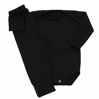 Conjunto para Bebê Preto com Body e Mijão