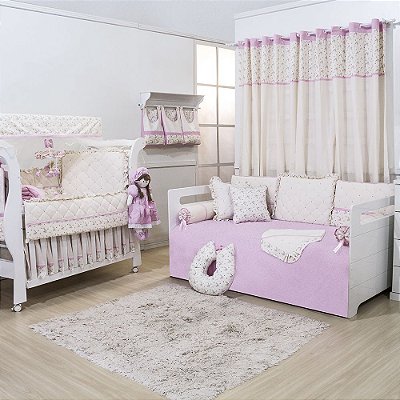 Quarto De Bebê Alicia Floral Luxo 36 Peças