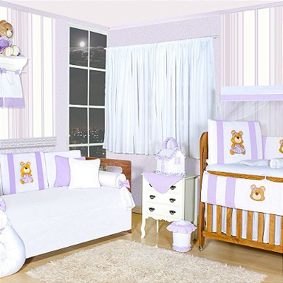 Quarto De Bebê Amiga Ursa Lilás 31 Peças