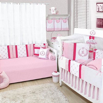 Quarto De Bebê Clássico Rosa 33 Peças