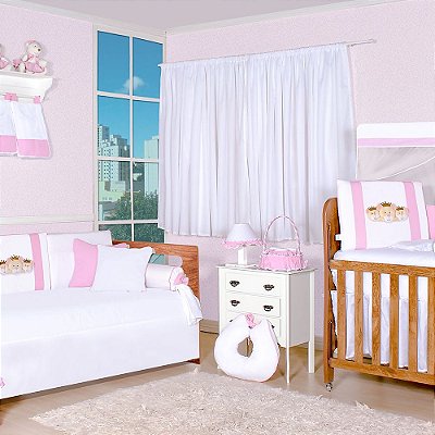 Quarto De Bebê Família Urso Real Rosa 31 peças