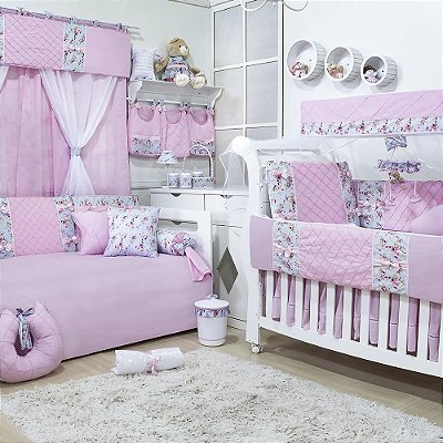 Quarto De Bebê Jardim Rosa 36 Peças