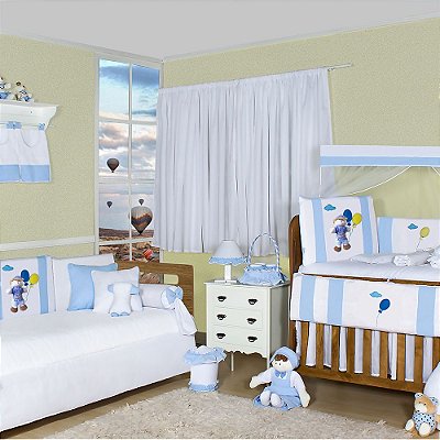 Quarto De Bebê Balão Azul Bebê 31 Peças