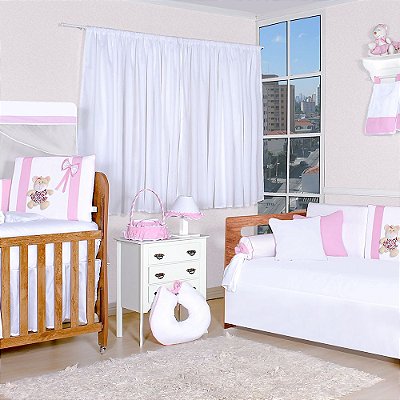 Quarto De Bebê Ursa Belinha Rosa 31 Peças