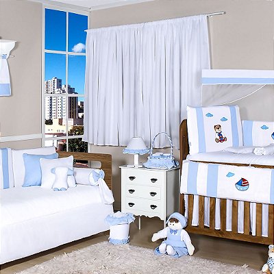 Quarto De Bebê Urso Marinheiro Azul Bebê 31 Peças