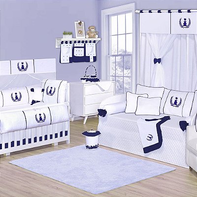 Quarto De Bebê Realeza Azul Marinho 36 Peças