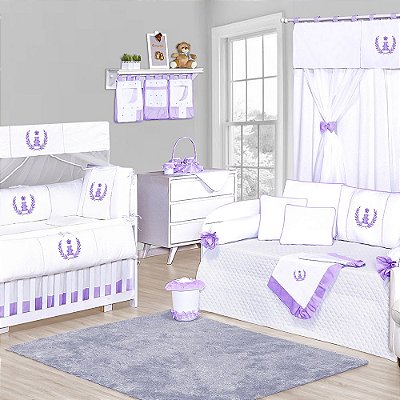 Quarto De Bebê Realeza Lilás 36 Peças