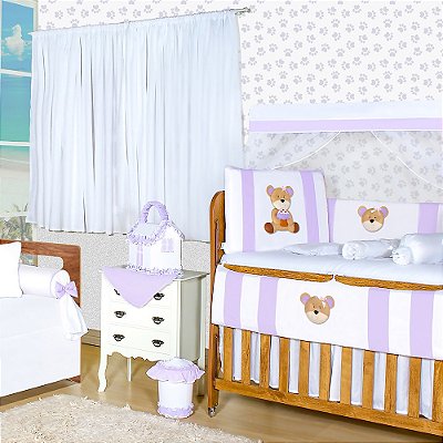 Quarto Completo Ursa Cupcake Lilás 23 Peças