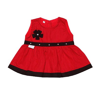 Vestido de Bebê Manga Curta Fashion Vermelho