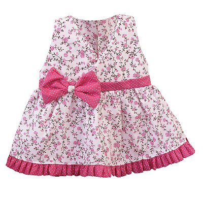 Vestido de Bebê Manga Curta Floral Rosa