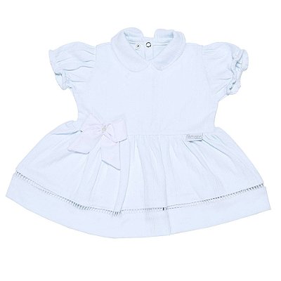 Vestido de Bebê Manga Curta Menina Laço