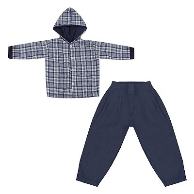 Conjunto Bebê Masculino Camisa Manga Longa e Calça Leunam Xadrez