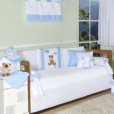 Kit Cama Babá Urso Pipa Azul Bebê