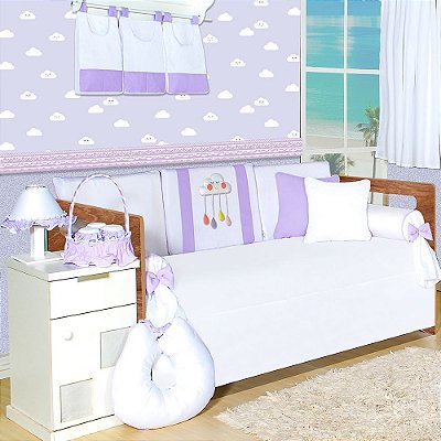 Kit Cama Babá Nuvem Lilás 8 Peças