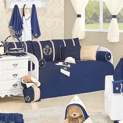 Kit Cama Babá Estampado com a Inicial do Bebê Luxo 8 Peças