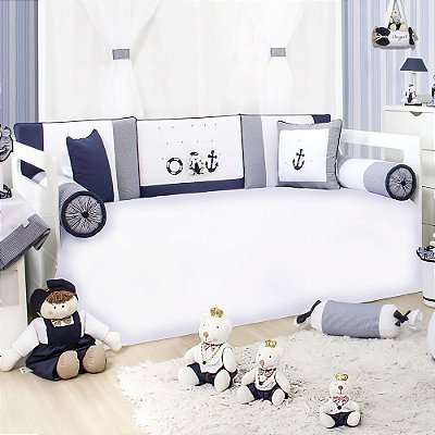 Kit Cama Babá Marinheiro Azul 8 Peças