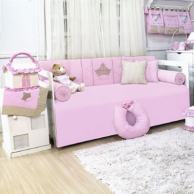 Kit Cama Babá Princesa Luxo Rosa 8 Peças