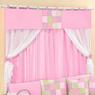 Cortina Dupla para Quarto de Bebê e Infantil com Patchwork 07 Peças Coleção Quadrinhos