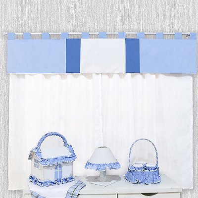 Cortina para Quarto de Bebê e Infantil  05 Peças Coleção Casinha Menino azul Bebê