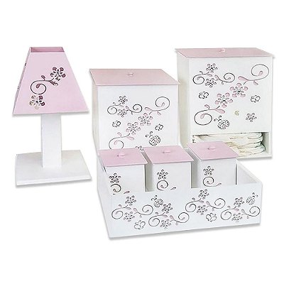 Kit Higiene Completo Fiori Rosa Mdf