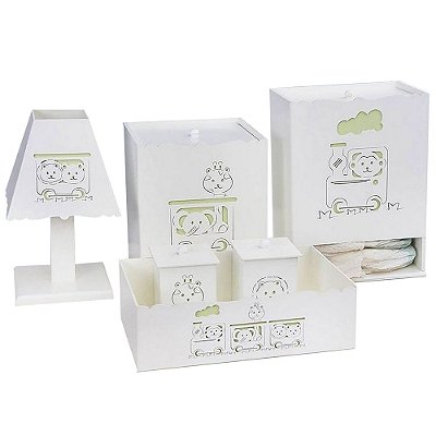 Kit Higiene Trenzinho Verde Mdf