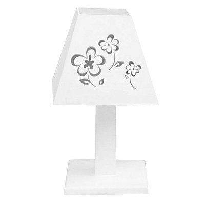 Abajur MDF para Quarto de Bebê Floral Branco