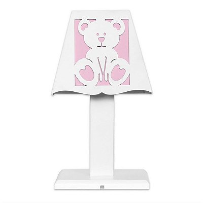 Abajur MDF para Quarto de Bebê Ursa Rosa