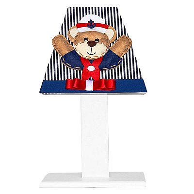 Abajur MDF para Quarto de Bebê Urso Marinheiro Azul Marinho