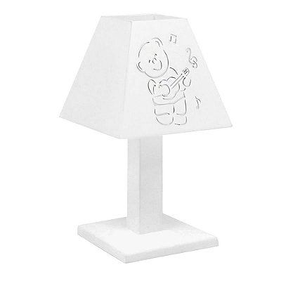 Abajur MDF para Quarto de Bebê Urso Musical Branco