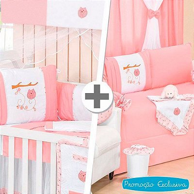 Combo Kit Berço + Kit Cama Babá Corujita