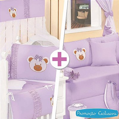 Combo Kit Berço + Kit Cama Babá Ursa Sofia