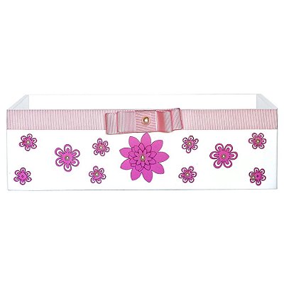 Cesta MDF Decorada para Quarto de Bebê Margarida Rosa