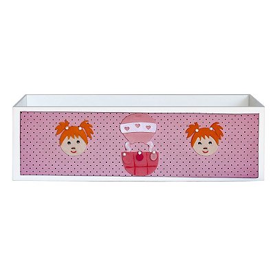 Cesta MDF Decorada para Quarto de Bebê Menina Balão Poá