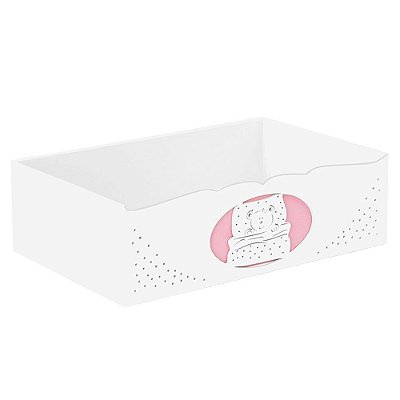 Cesta MDF Decorada para Quarto de Bebê Ursa Soneca Rosa