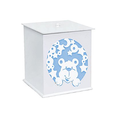 Lixeira Urso Nas Estrelas Azul Mdf