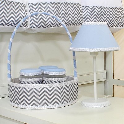 Kit Acessórios Chevron Azul Bebê 5 Peças