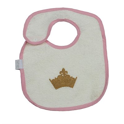 Babador Bebê Feminino Princesa Luxo Rosa com Botão