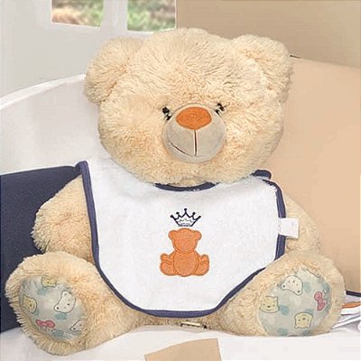 Babador Bebê Masculino Urso Imperial Marinho com Botão