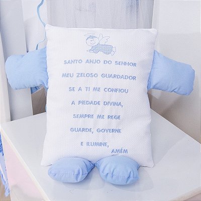 Travesseiro Soninho Oração Azul Bebê