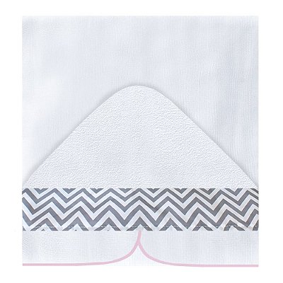 Toalha Fralda Com Capuz Chevron Rosa