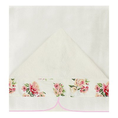 Toalha Fralda Com Capuz Floral Luxo Rosa