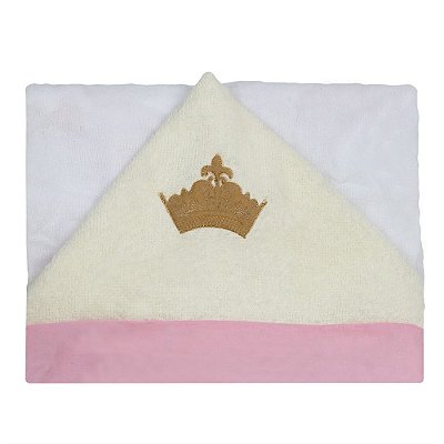 Toalha Fralda Com Capuz Princesa Luxo Rosa