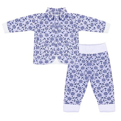 Conjunto Bebê Masculino Camisa Manga Longa e Calça Cadu