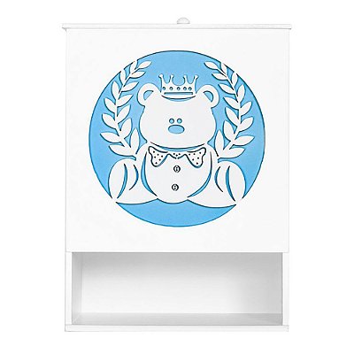 Porta Fraldas Urso Rei Azul Bebê Mdf