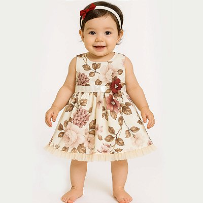 Vestido de Bebê Manga Curta Mavi