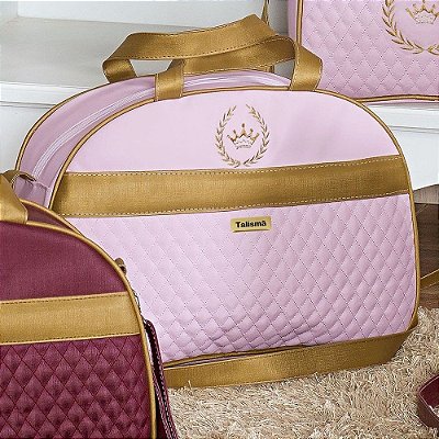 Bolsa Maternidade Puppi Rosa com Dourado G