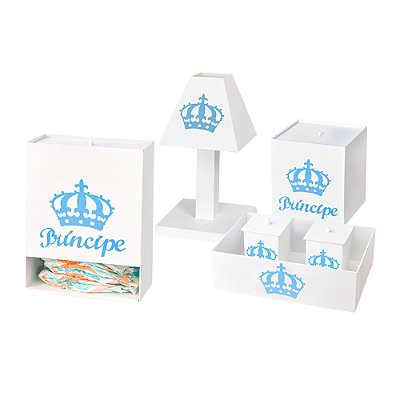Kit Higiene Imperial Príncipe Azul Bebê Mdf