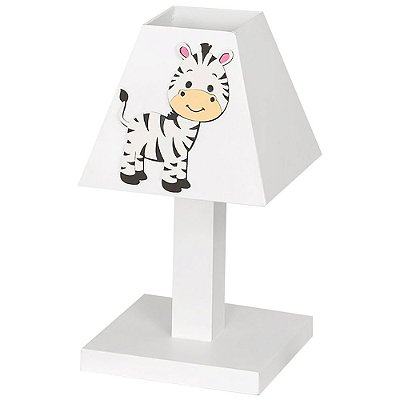 Abajur MDF para Quarto de Bebê Zebra Branco