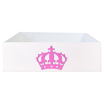 Cesta MDF Decorada para Quarto de Bebê Princesa Ursa Rosa